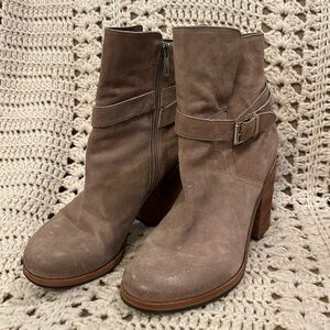 Sam Edelman Perry Taupe Suede Ankle Boots Size 8 1/2
